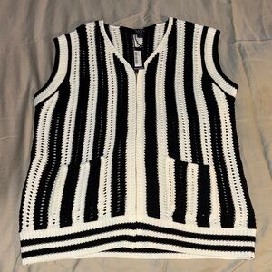 Black & White Striped Knit Vest